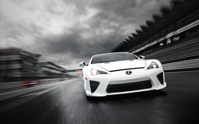 White sports car race rain free wallpaper - medium preview image