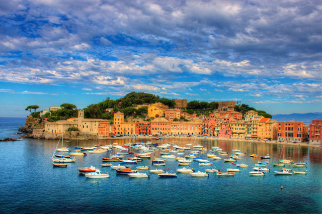 Harbor boats cloudy sky city free wallpaper - medium preview image