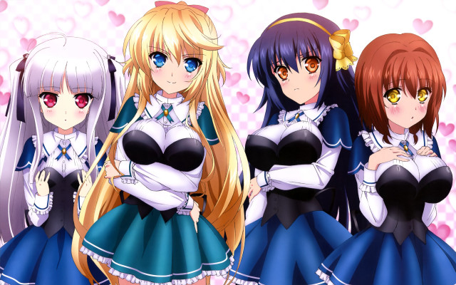Anime girls dresses hearts background free wallpaper - medium preview image