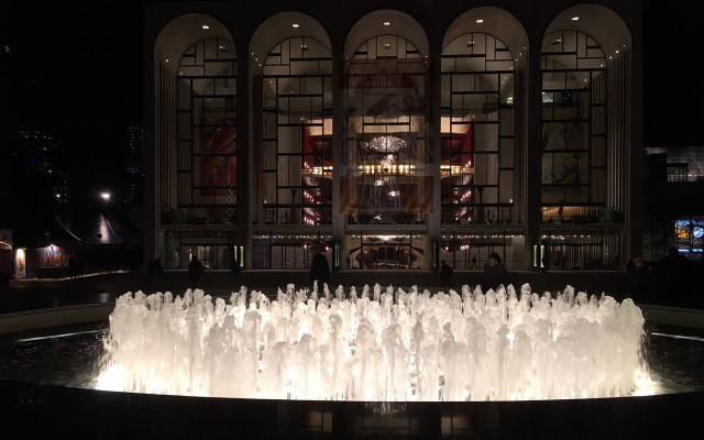Fountain building clock night people free wallpaper - medium preview image
