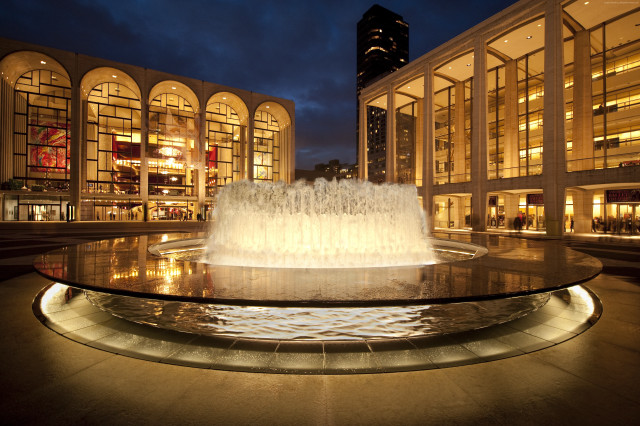 Large fountain night building lights free wallpaper - medium preview image