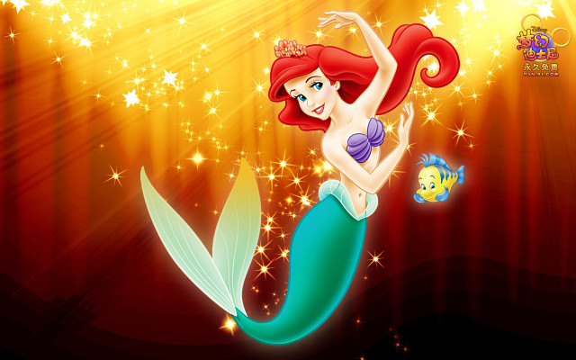 Cartoon mermaid tiara fish hand free wallpaper - medium preview image
