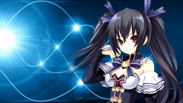 Anime girl blue background long free wallpaper - medium preview image