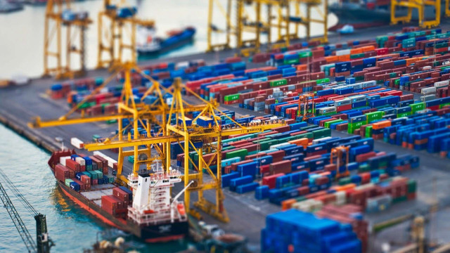 Harbor ship crane bicycle cityscape free wallpaper - medium preview image