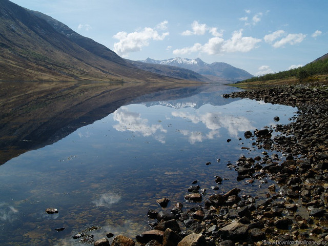 Mountain lake rocks water sky free wallpaper - medium preview image