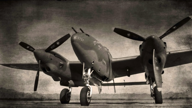 Black white propeller plane runway free wallpaper - medium preview image