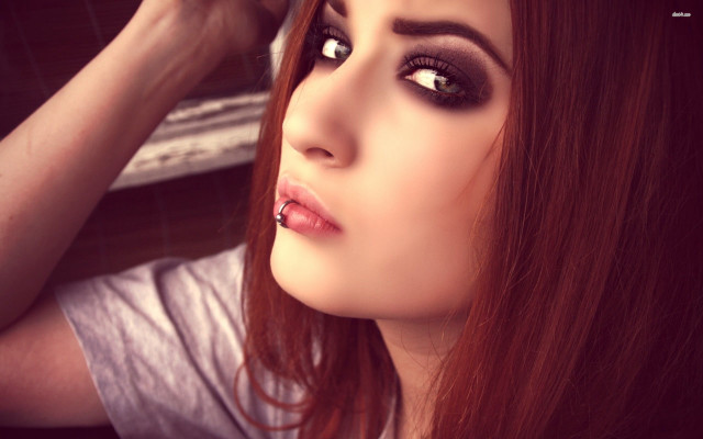Woman red hair nose piercing free wallpaper - medium preview image