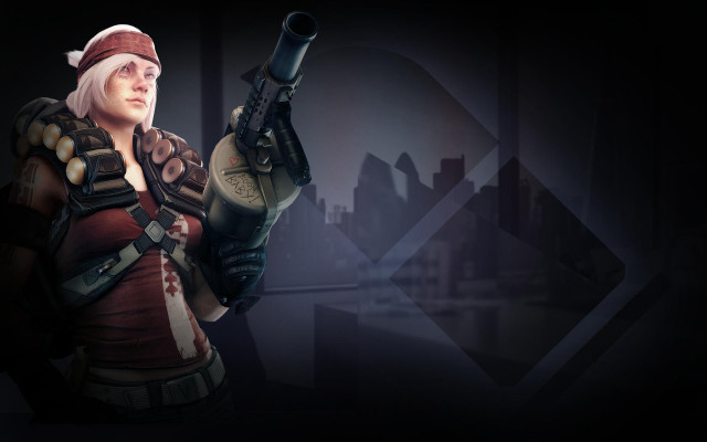 Woman hat gun pointing city free wallpaper - medium preview image