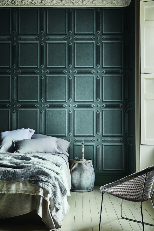 Bedroom bed chair patterned wall free wallpaper - medium preview image