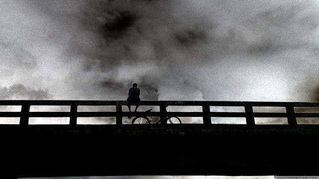 Bird railing bike dark sky free wallpaper - medium preview image