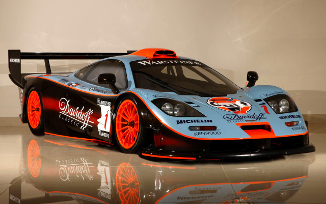 Blue orange race car reflection free wallpaper - medium preview image