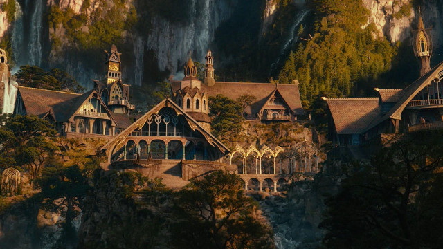 Large building steeple forest mountain free wallpaper - medium preview image