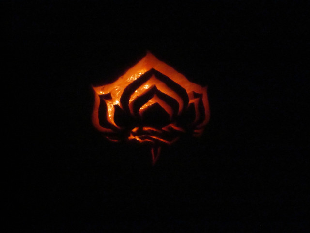 Carved pumpkin flower dark night free wallpaper - medium preview image
