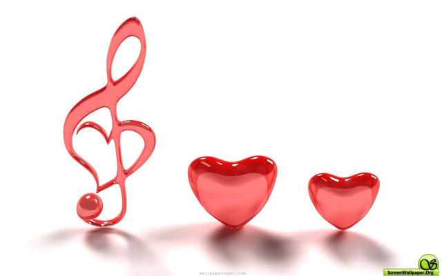 Red heart treble white background free wallpaper - medium preview image