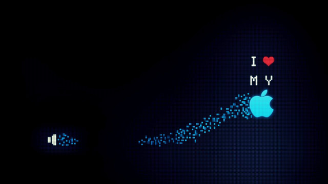 Dark background blue apple love free wallpaper - medium preview image