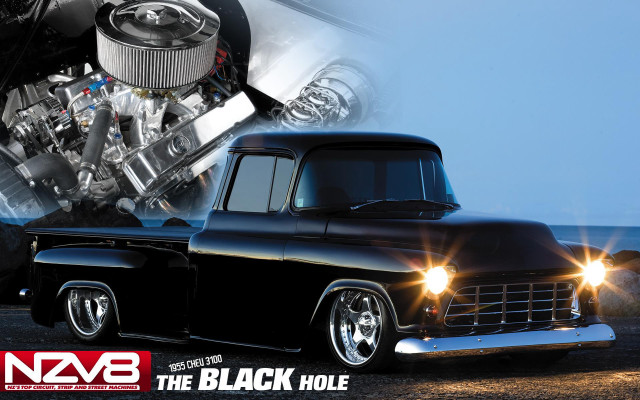 Black truck chrome engine chrome free wallpaper - medium preview image