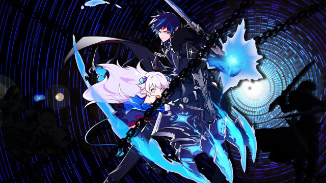 Anime couple tunnel blue lights free wallpaper - medium preview image