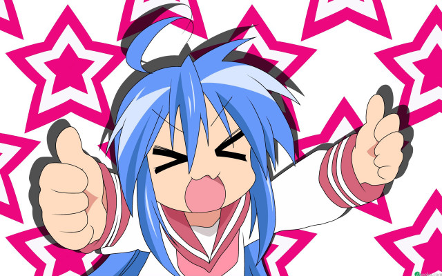 Cartoon character blue hair pink free wallpaper - medium preview image