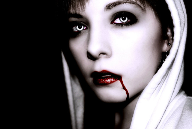 Woman blood hoodie face head free wallpaper - medium preview image