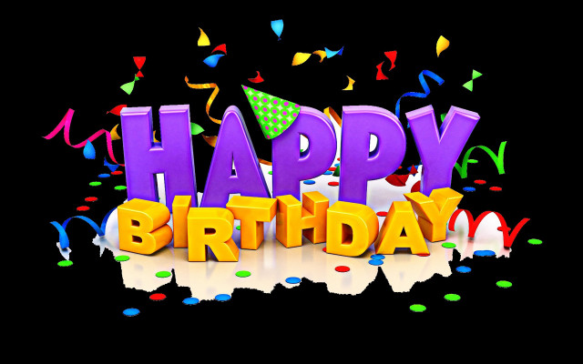 Happy birthday confetti streamers black #2 free wallpaper - medium preview image