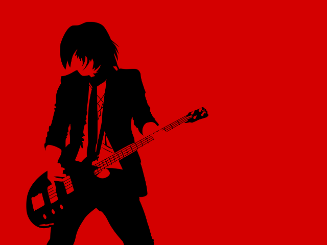 Man guitar red background silhouette free wallpaper - medium preview image
