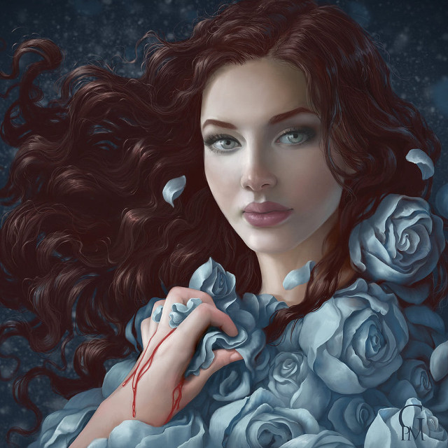 Woman long hair roses chest #2 free wallpaper - medium preview image