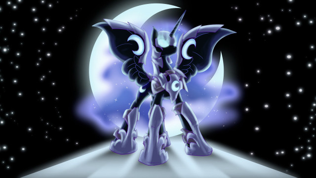 Cartoon robot full moon stars free wallpaper - medium preview image