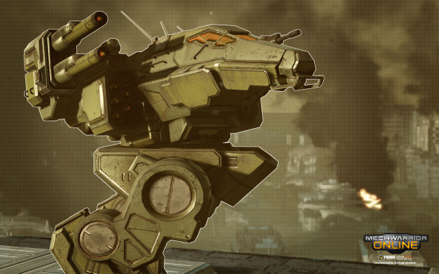 Futuristic robot gun city smoke free wallpaper - medium preview image