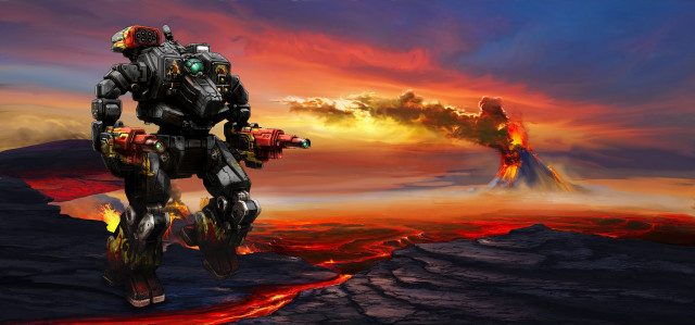 Sci fi character volcano lava free wallpaper - medium preview image