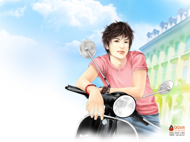 Man motorcycle sky background building free wallpaper - medium preview image