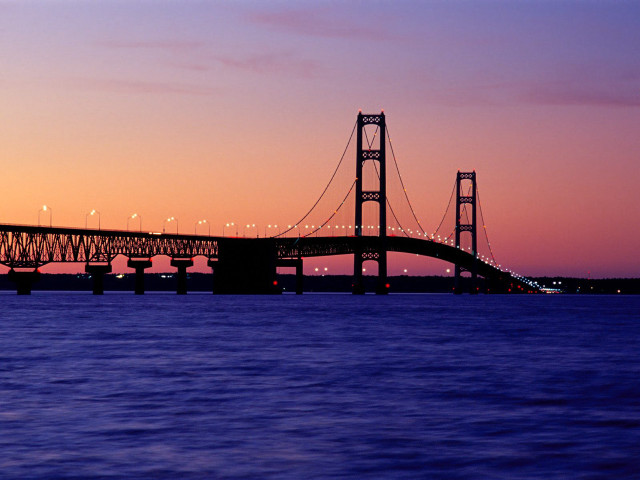 Bridge water sunset pink sky free wallpaper - medium preview image
