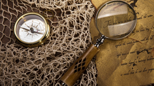 Magnifying glass wooden stick paper free wallpaper - medium preview image