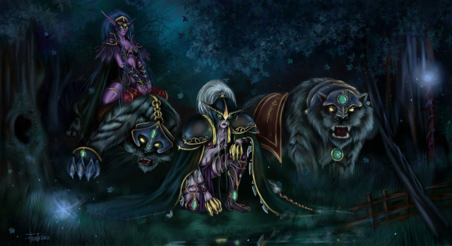 Woman horse wolf forest demon free wallpaper - medium preview image
