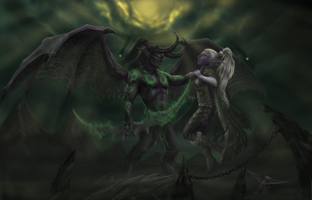 Demonic creatures forest night glow free wallpaper - medium preview image