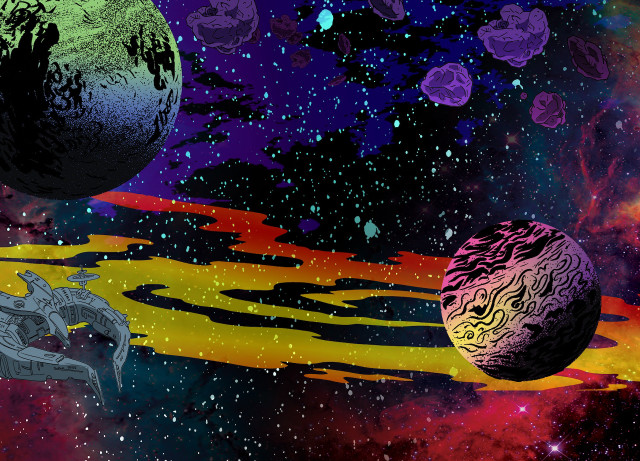 Space colorful background spaceship distant free wallpaper - medium preview image