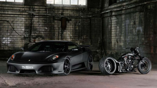 Black sports car motorcycle garage #2 free wallpaper - medium preview image