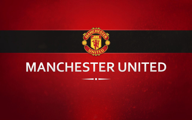 Manchester united logo red background free wallpaper for desktop - medium preview image