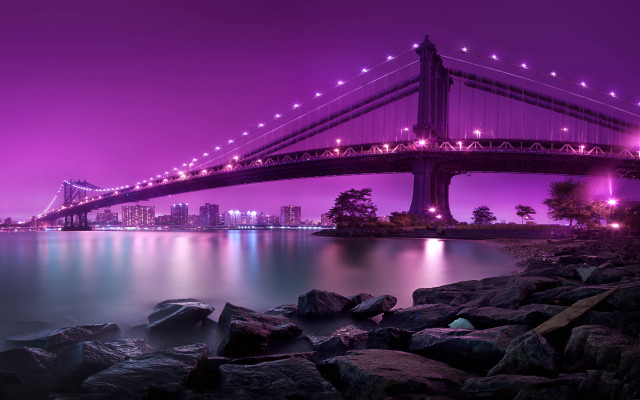 Bridge water city night lights #3 free wallpaper - medium preview image
