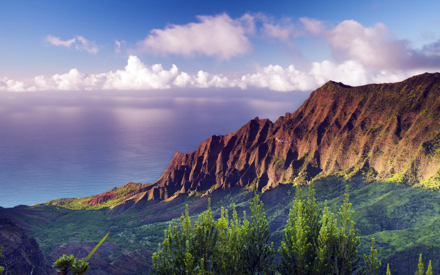 Mountain water clouds scenery nature free wallpaper for desktop - medium preview image