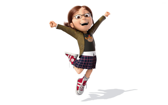 Cartoon girl jumping arms outstretched free wallpaper - medium preview image