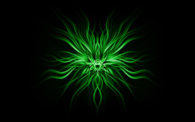 Green flower black background center free wallpaper - medium preview image