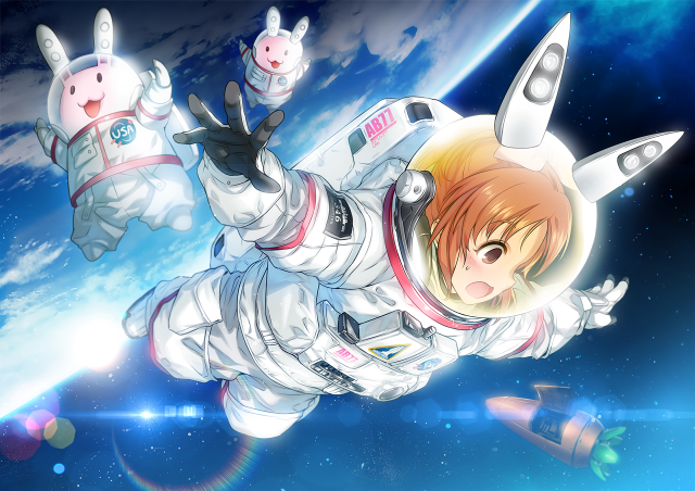 Man space suit floating rabbits free wallpaper - medium preview image
