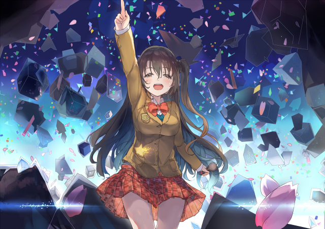 Girl brown shirt skirt wand free wallpaper - medium preview image