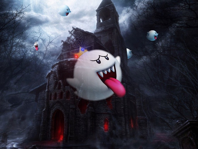 Ghost tongue castle creepy balloons free wallpaper - medium preview image