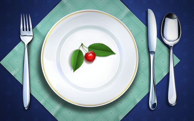 Plate cherry fork knife tablecloth free wallpaper - medium preview image