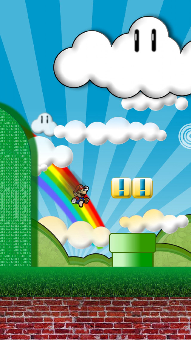 Rainbow clouds bike person building free wallpaper - medium preview image