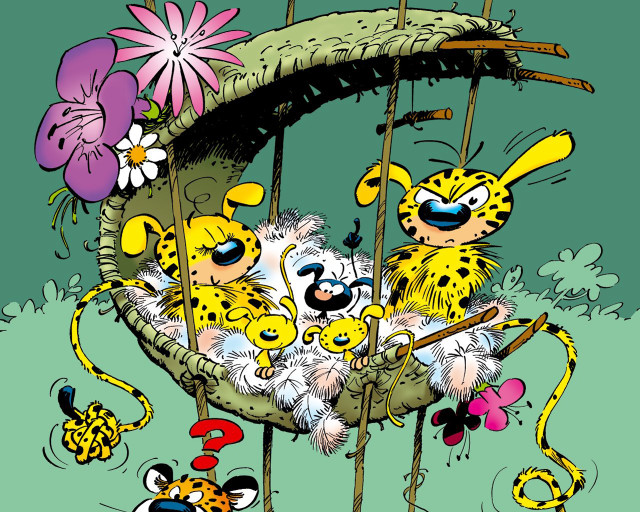 Cartoon cat kittens basket flowers free wallpaper - medium preview image