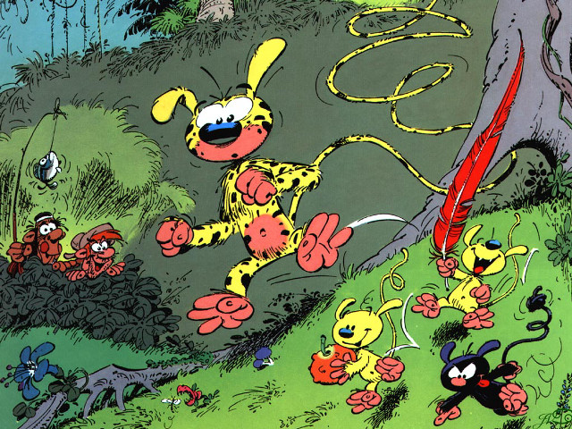 Cartoon dog chasing bugs woods free wallpaper - medium preview image