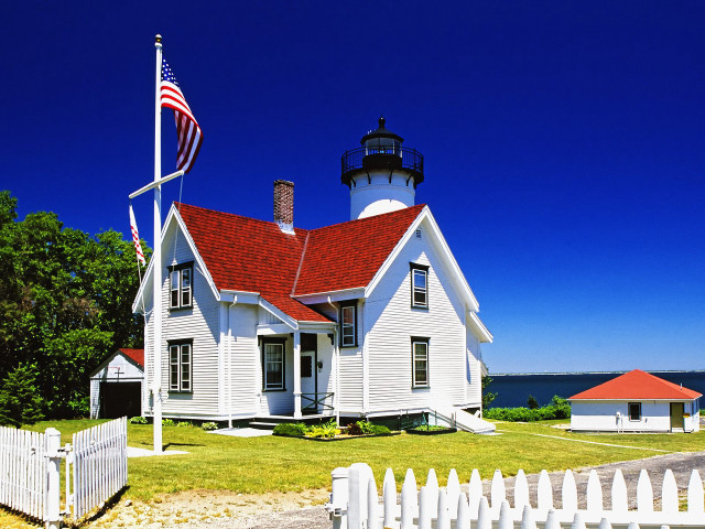 White house red roof flag free wallpaper - medium preview image