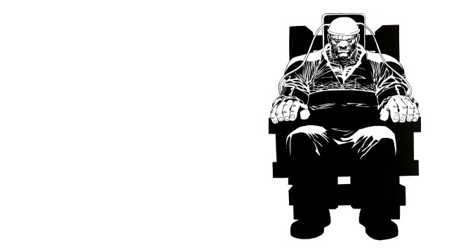 Black white drawing man sitting free wallpaper - medium preview image